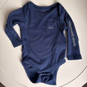 Vineyard Vines Navy Long Sleeve Baby Onesie